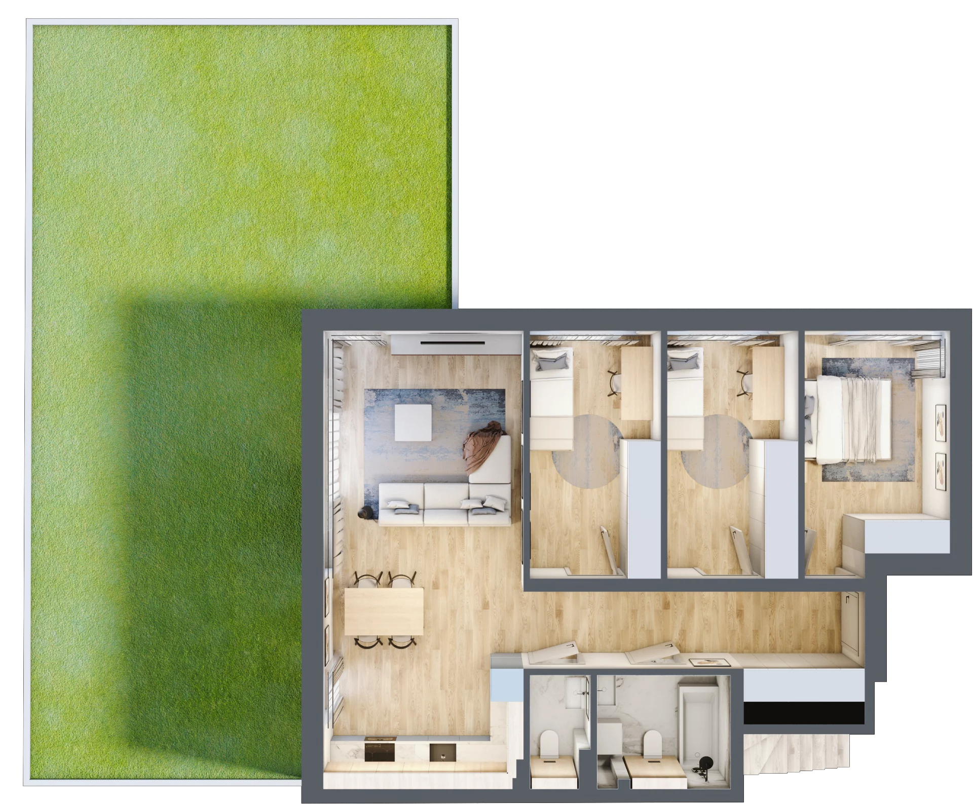 4 pokoje, mieszkanie 76,93 m², parter, oferta nr 1/1, Eko Wawer, Warszawa, Wawer, Zerzeń, ul. Chodzieska
