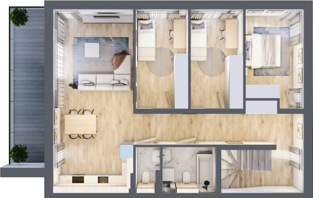 5 pokoi, mieszkanie 141,31 m², piętro 1, oferta nr 1/2, Eko Wawer, Warszawa, Wawer, Zerzeń, ul. Chodzieska