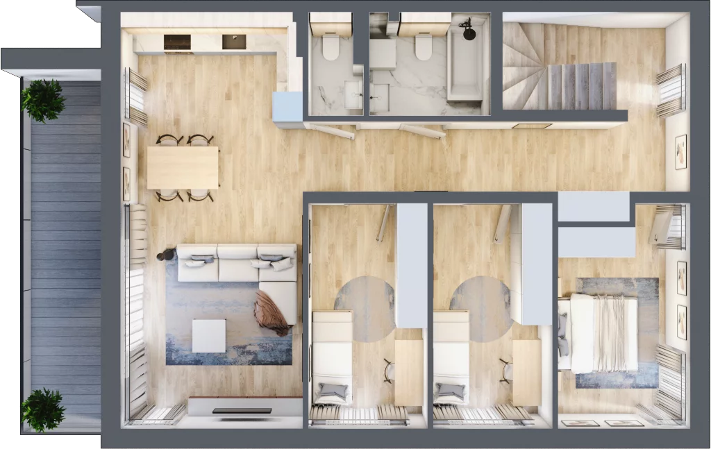 5 pokoi, mieszkanie 141,31 m², piętro 1, oferta nr 8/2, Eko Wawer, Warszawa, Wawer, Zerzeń, ul. Chodzieska
