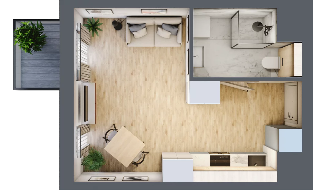 1 pokój, mieszkanie 26,04 m², piętro 2, oferta nr B.M044, Oh! Praga, Warszawa, Praga Północ, Szmulki, ul. Białostocka 5D