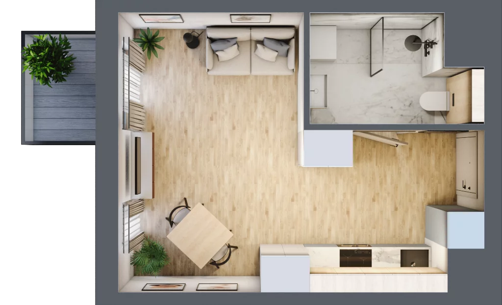 1 pokój, mieszkanie 26,04 m², piętro 2, oferta nr B.M046, Oh! Praga, Warszawa, Praga Północ, Szmulki, ul. Białostocka 5D