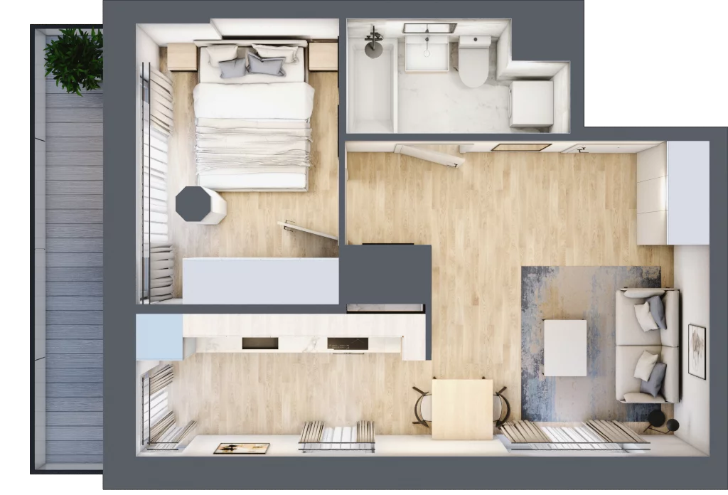 2 pokoje, apartament 35,69 m², piętro 1, oferta nr M103, SeaBreeze, Świnoujście, Osiedle Matejki, ul. Jana Matejki 41