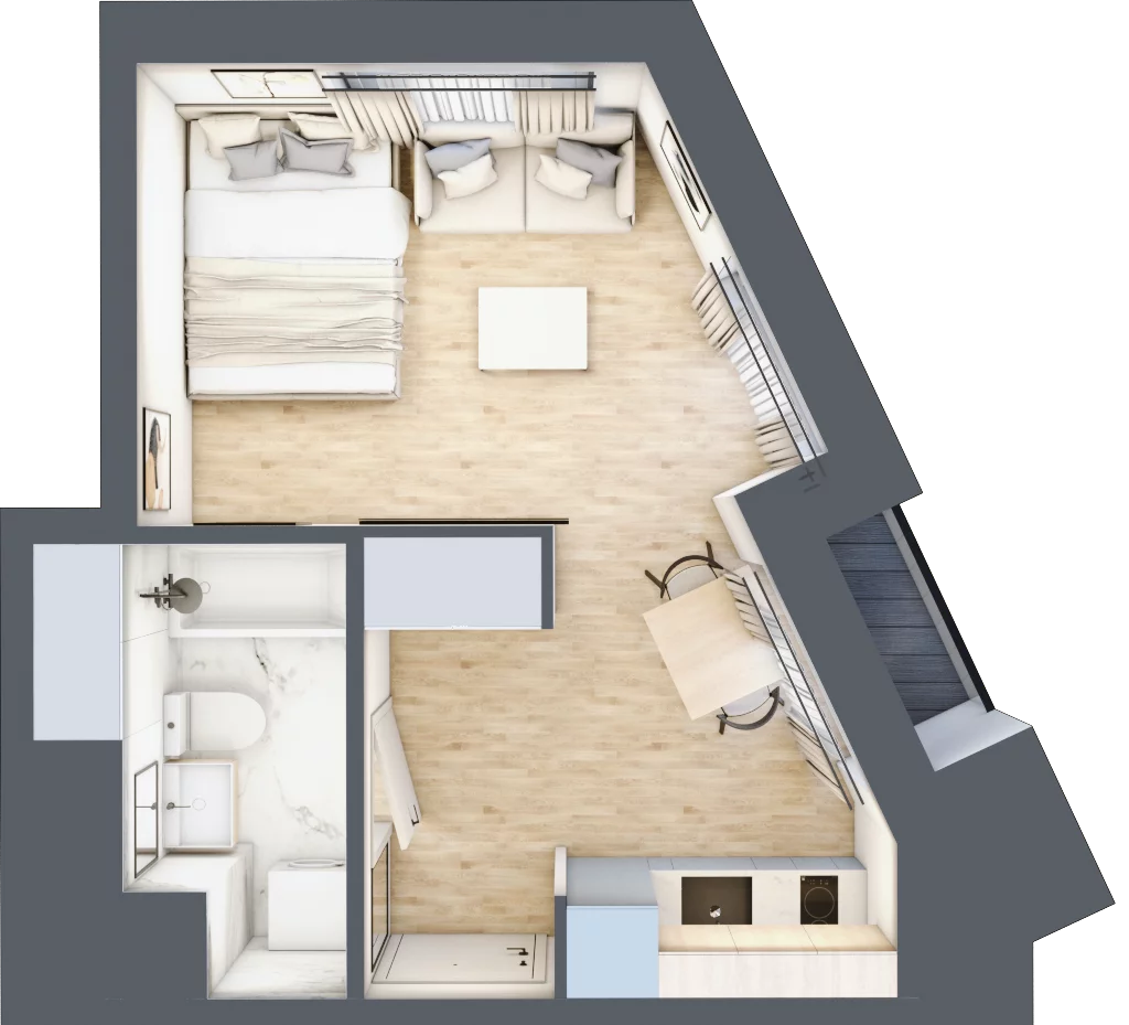 1 pokój, apartament 25,61 m², piętro 8, oferta nr M801, SeaBreeze, Świnoujście, Osiedle Matejki, ul. Jana Matejki 41