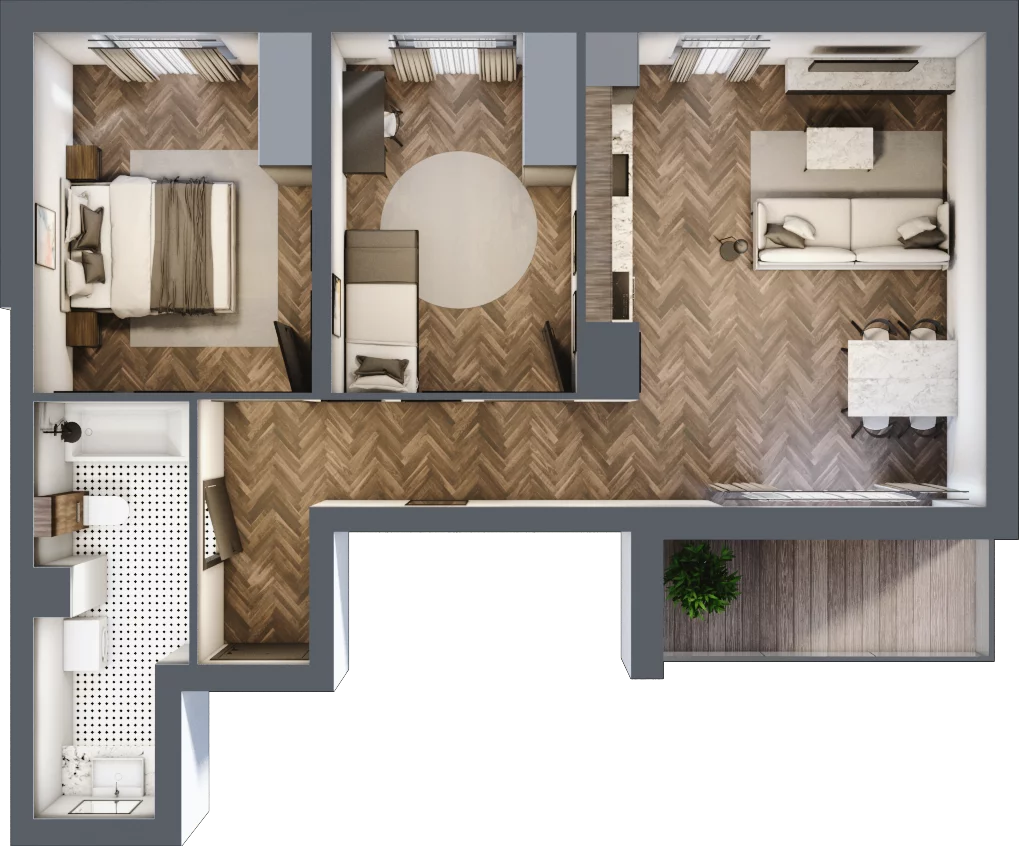 3 pokoje, mieszkanie 61,51 m², piętro 1, oferta nr M5, Trybuny Ludów 3, Kraków, Podgórze Duchackie, Wola Duchacka, ul. Trybuny Ludów 3