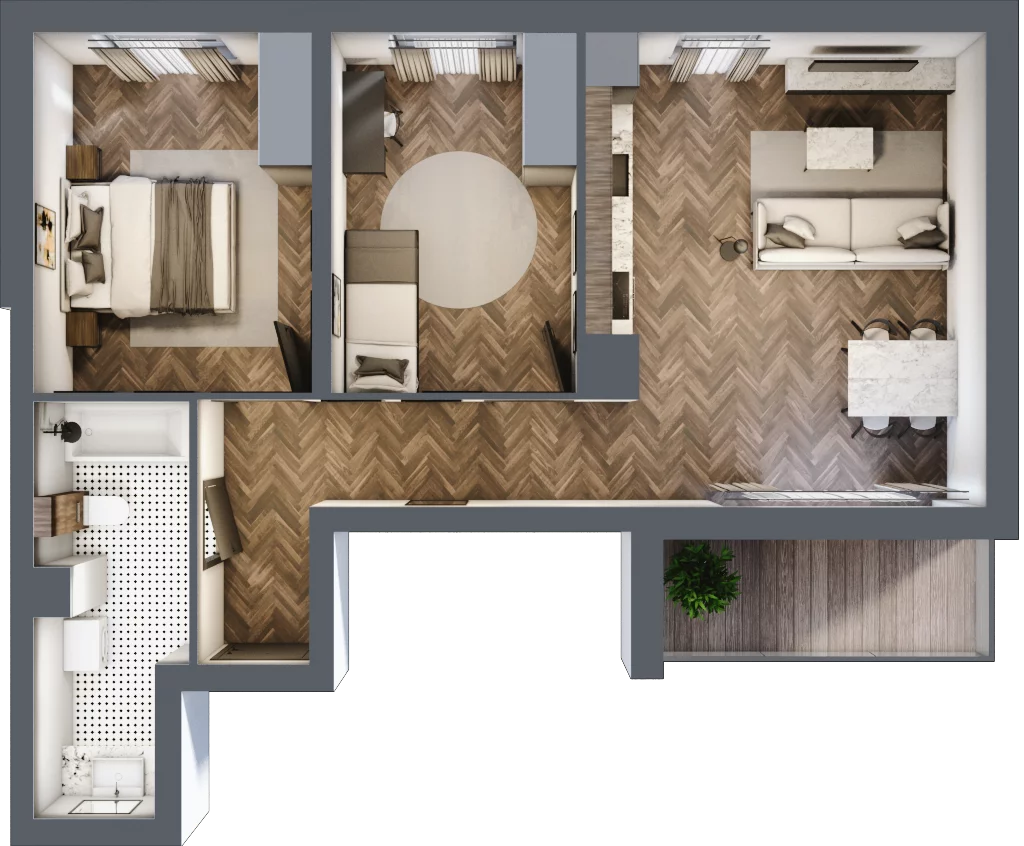 3 pokoje, mieszkanie 61,59 m², piętro 3, oferta nr M23, Trybuny Ludów 3, Kraków, Podgórze Duchackie, Wola Duchacka, ul. Trybuny Ludów 3