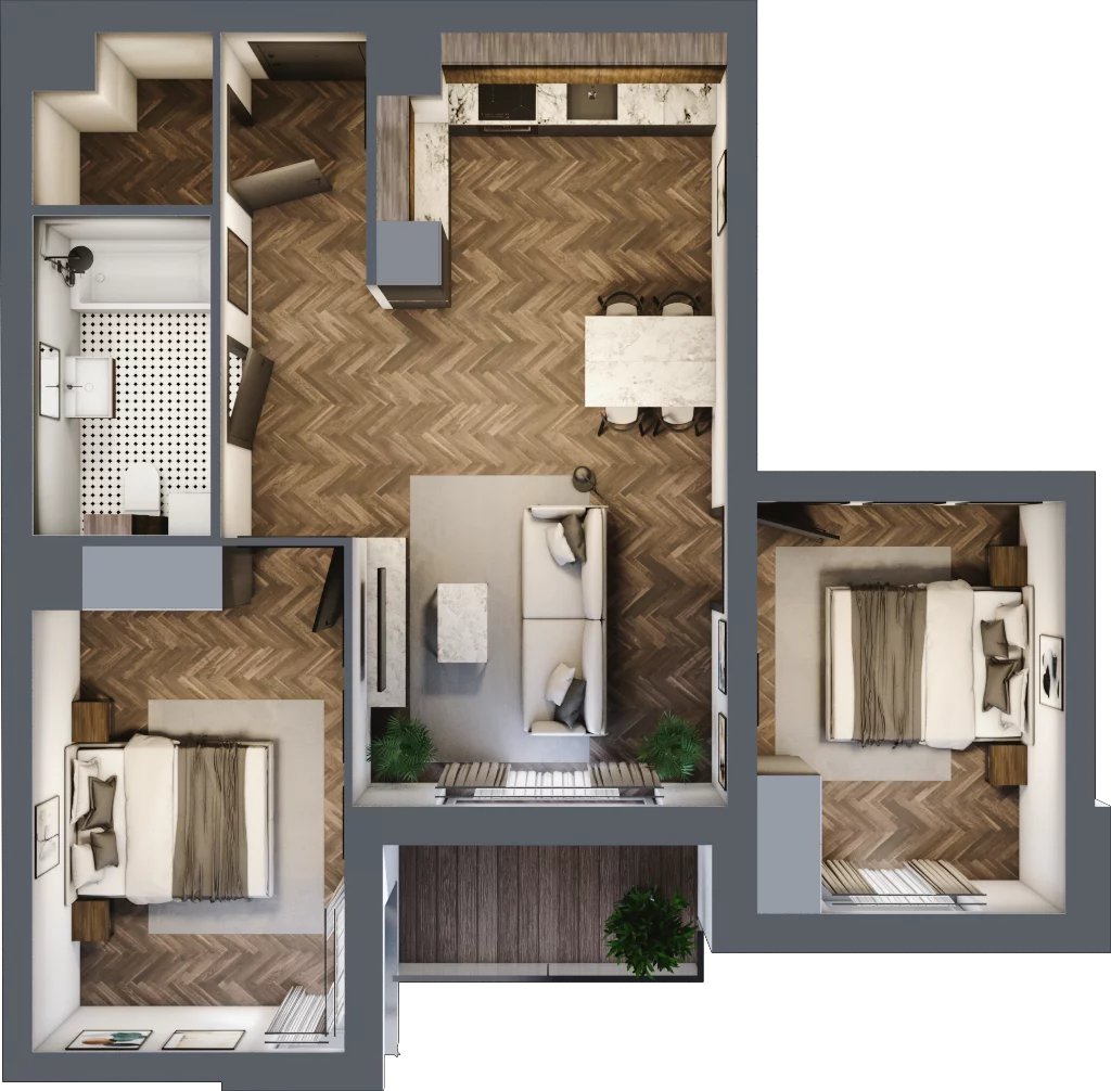 3 pokoje, mieszkanie 62,05 m², piętro 2, oferta nr M18, Trybuny Ludów 3, Kraków, Podgórze Duchackie, Wola Duchacka, ul. Trybuny Ludów 3