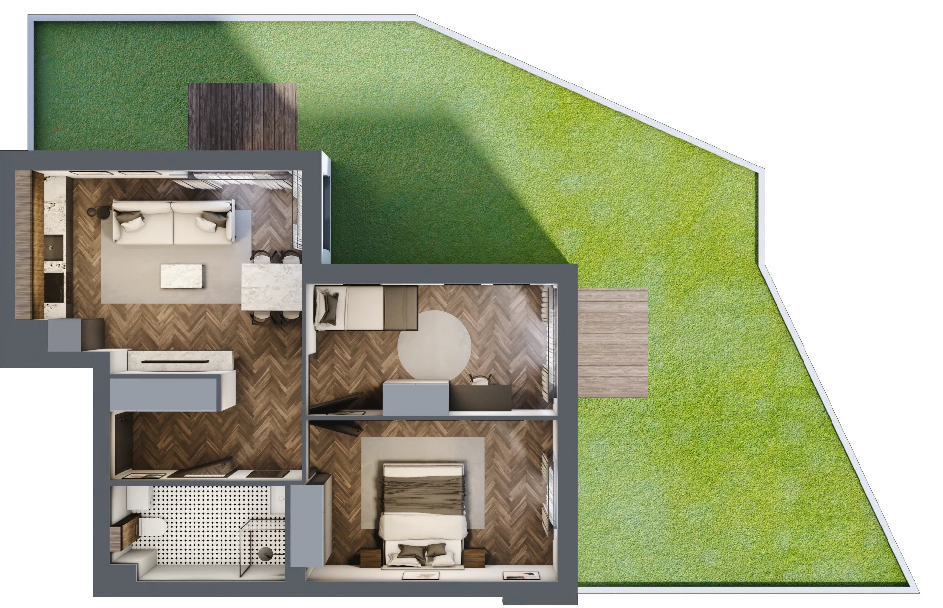 3 pokoje, mieszkanie 55,92 m², parter, oferta nr M2, Trybuny Ludów 3, Kraków, Podgórze Duchackie, Wola Duchacka, ul. Trybuny Ludów 3