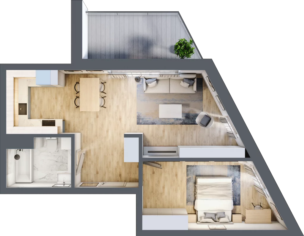 2 pokoje, mieszkanie 52,99 m², piętro 4, oferta nr D13, Kiepury 33, Jelenia Góra, Zabobrze, ul. Jana Kiepury