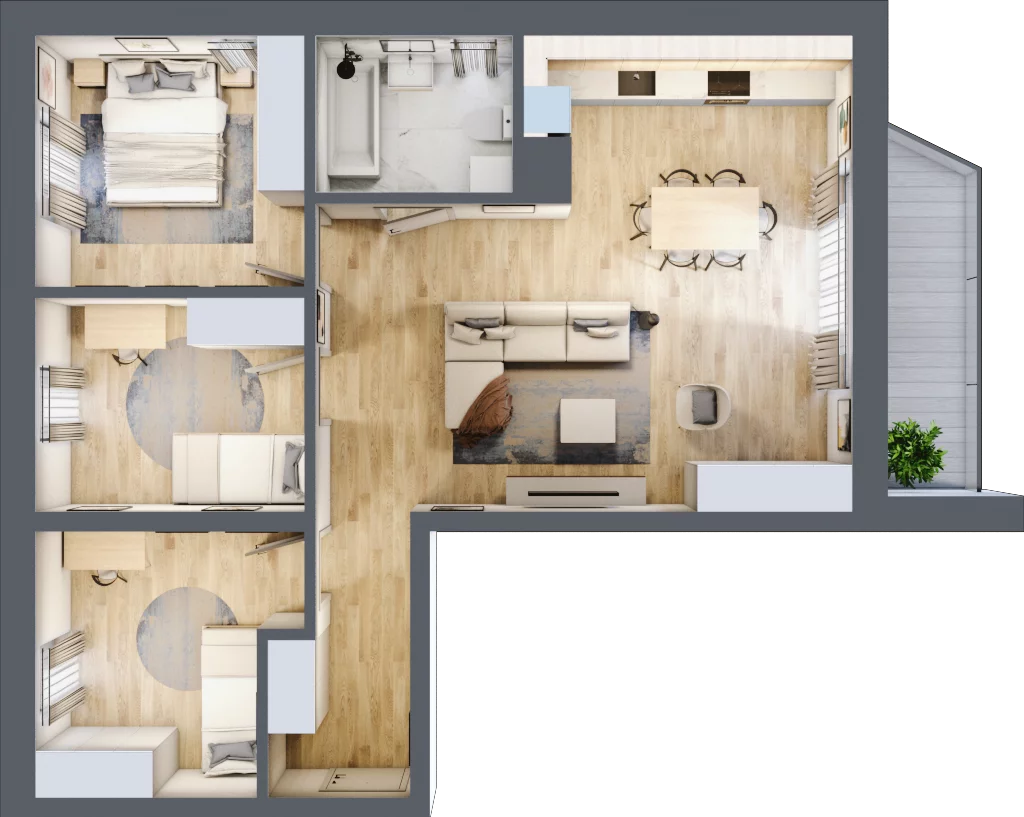 4 pokoje, mieszkanie 78,02 m², piętro 2, oferta nr A07, Kiepury 33, Jelenia Góra, Zabobrze, ul. Jana Kiepury