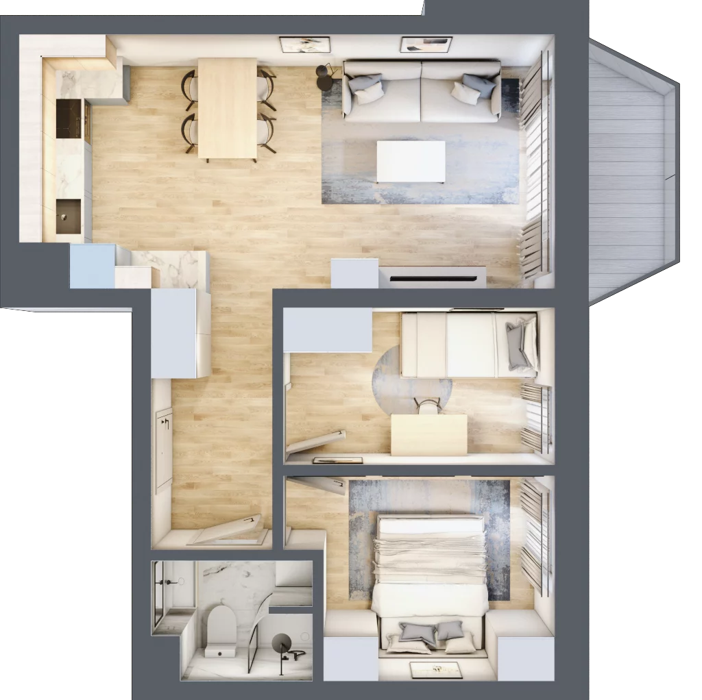3 pokoje, mieszkanie 49,76 m², piętro 1, oferta nr B04, Kiepury 33, Jelenia Góra, Zabobrze, ul. Jana Kiepury