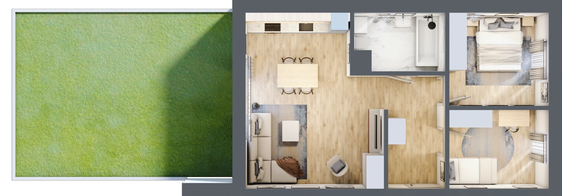 3 pokoje, mieszkanie 61,44 m², parter, oferta nr H03, Kiepury 33, Jelenia Góra, Zabobrze, ul. Jana Kiepury