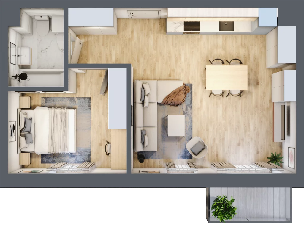 2 pokoje, mieszkanie 49,24 m², piętro 2, oferta nr E07, Kiepury 33, Jelenia Góra, Zabobrze, ul. Jana Kiepury
