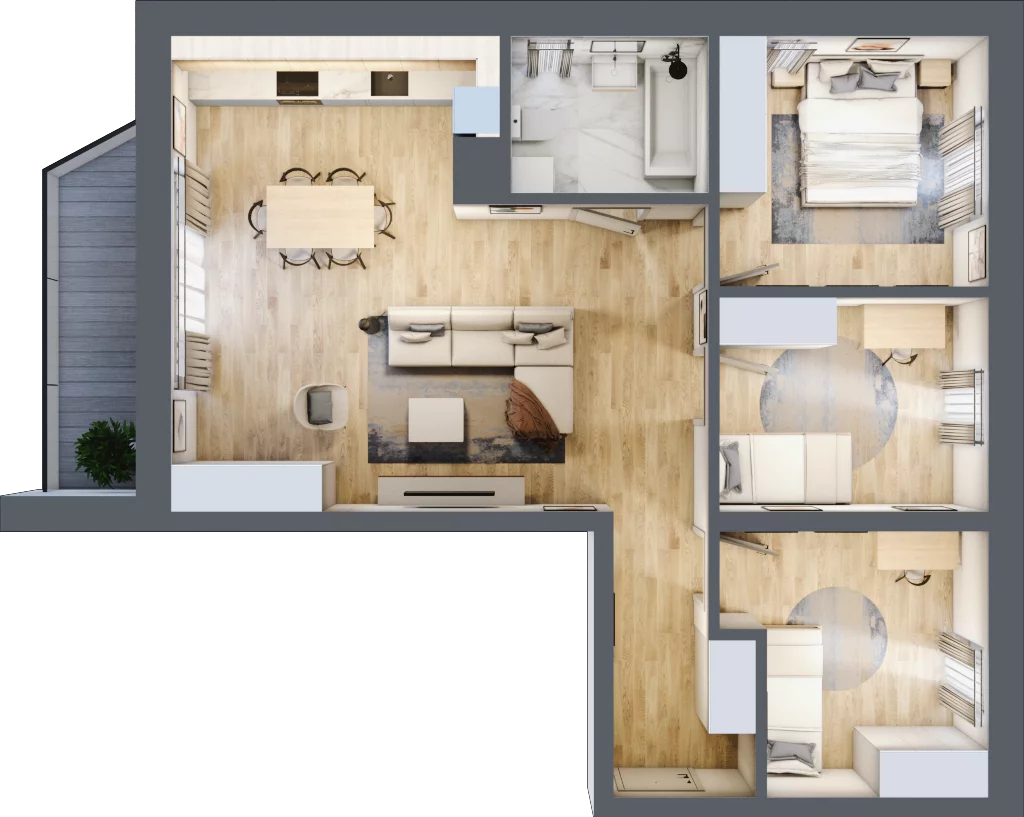 4 pokoje, mieszkanie 78,02 m², piętro 1, oferta nr H06, Kiepury 33, Jelenia Góra, Zabobrze, ul. Jana Kiepury