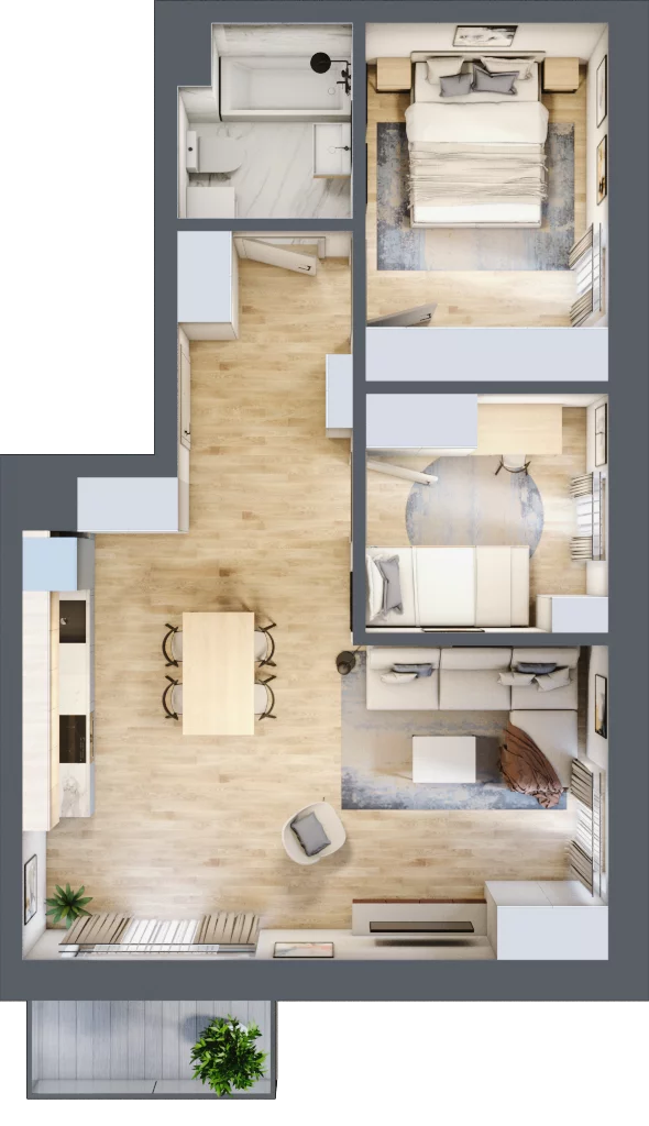 3 pokoje, mieszkanie 57,58 m², piętro 4, oferta nr F13, Kiepury 33, Jelenia Góra, Zabobrze, ul. Jana Kiepury