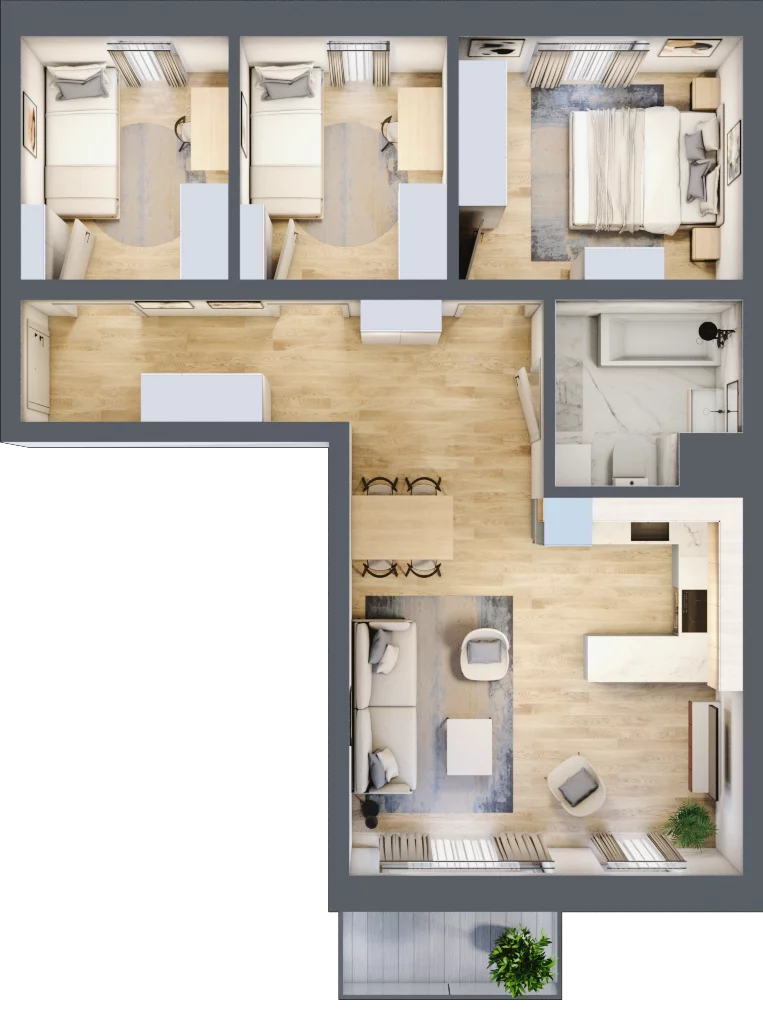 4 pokoje, mieszkanie 67,29 m², piętro 4, oferta nr E16, Kiepury 33, Jelenia Góra, Zabobrze, ul. Jana Kiepury