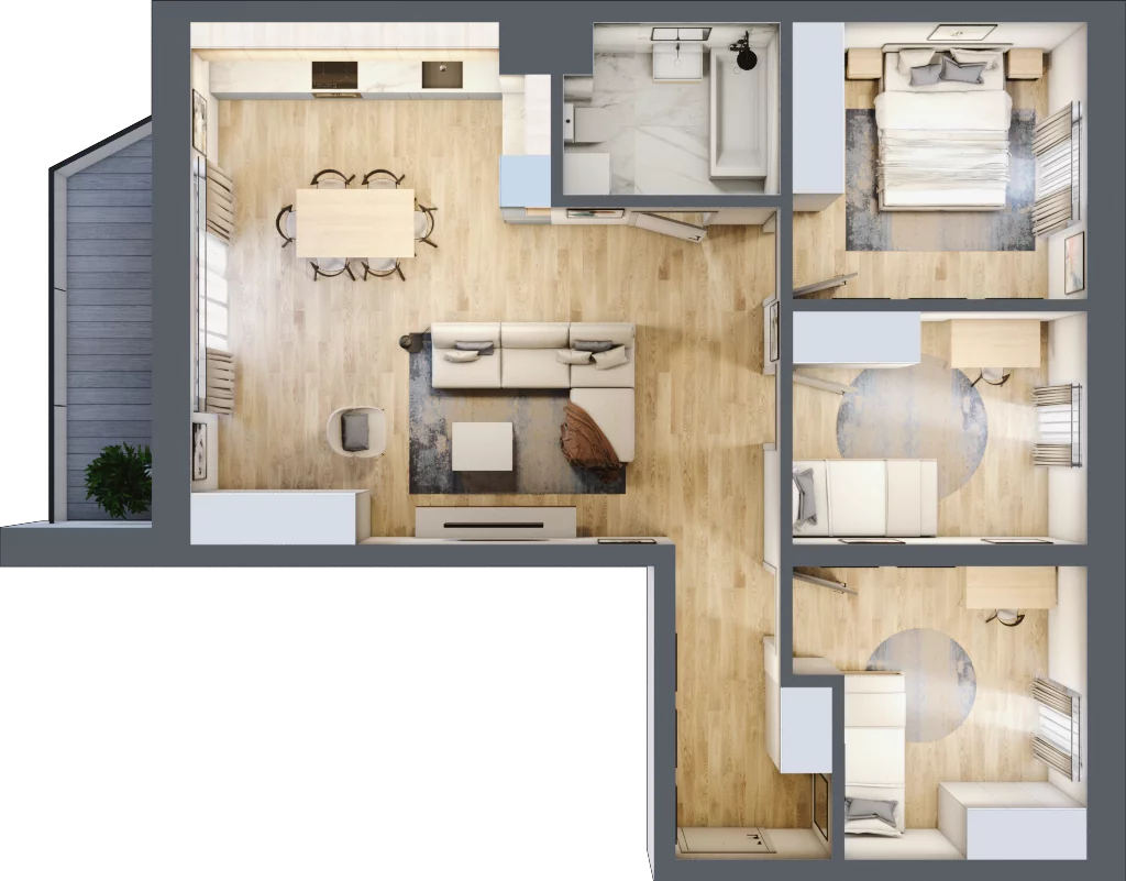 4 pokoje, mieszkanie 77,95 m², piętro 4, oferta nr F16, Kiepury 33, Jelenia Góra, Zabobrze, ul. Jana Kiepury