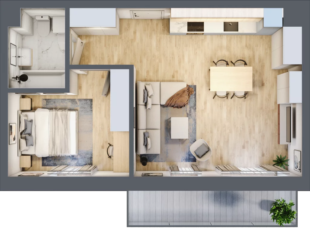 2 pokoje, mieszkanie 49,26 m², piętro 1, oferta nr E03, Kiepury 33, Jelenia Góra, Zabobrze, ul. Jana Kiepury