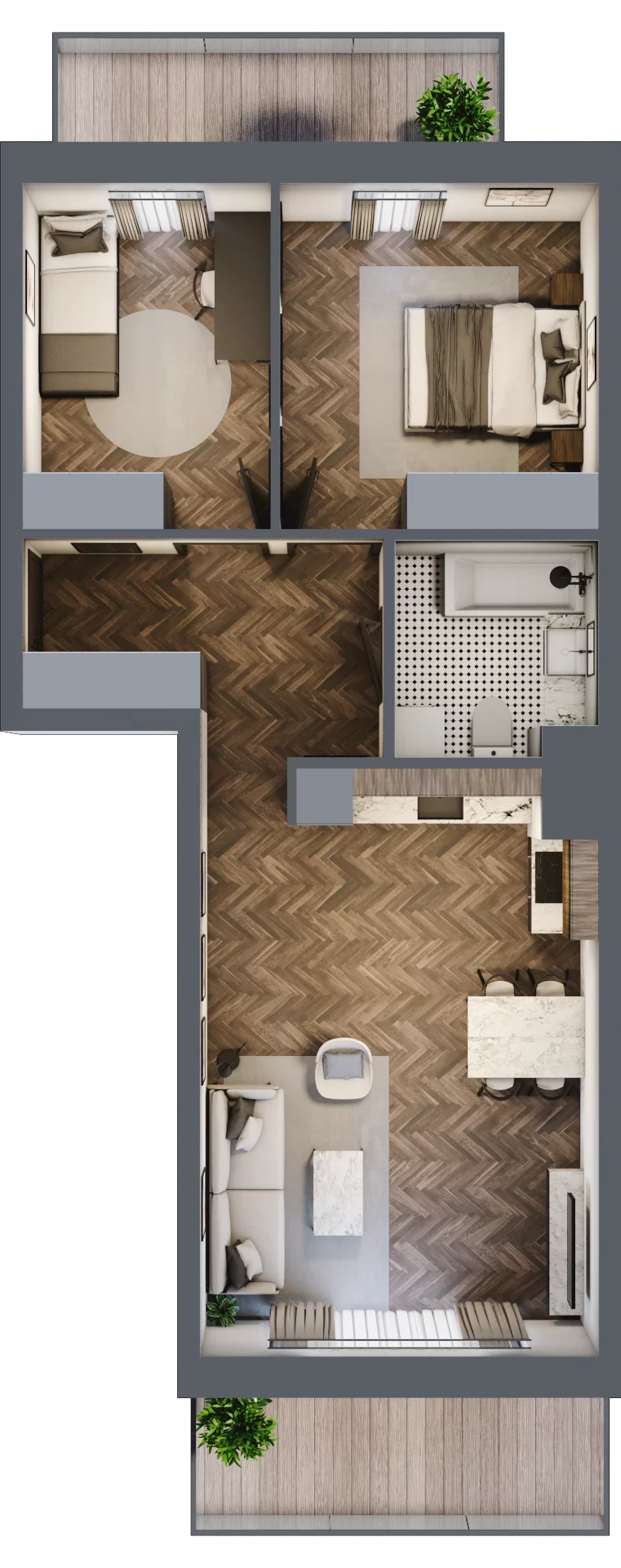 3 pokoje, mieszkanie 61,34 m², piętro 3, oferta nr K1.15, Elzam Tower, Elbląg, ul. Oboźna