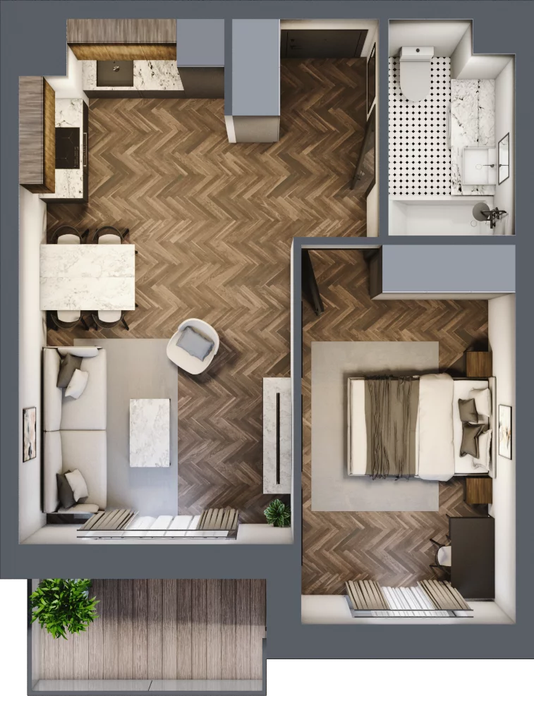 2 pokoje, mieszkanie 42,51 m², piętro 1, oferta nr K2.07, Elzam Tower, Elbląg, ul. Oboźna