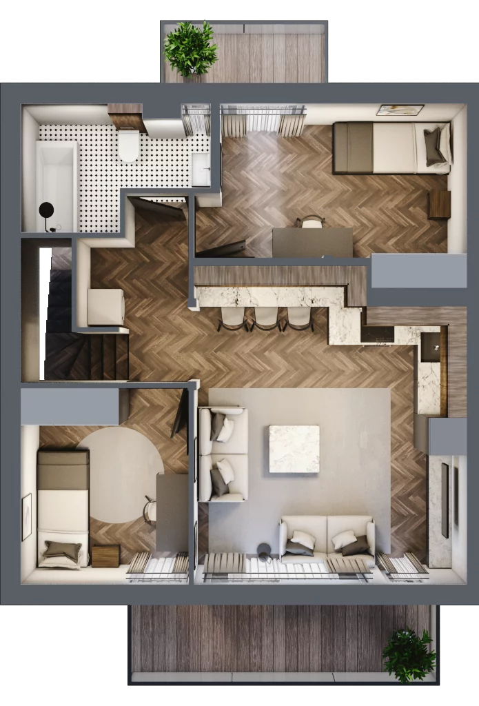 4 pokoje, mieszkanie 68,15 m², piętro 1, oferta nr F2, Zgodna Park, Libertów, ul. Zgodna