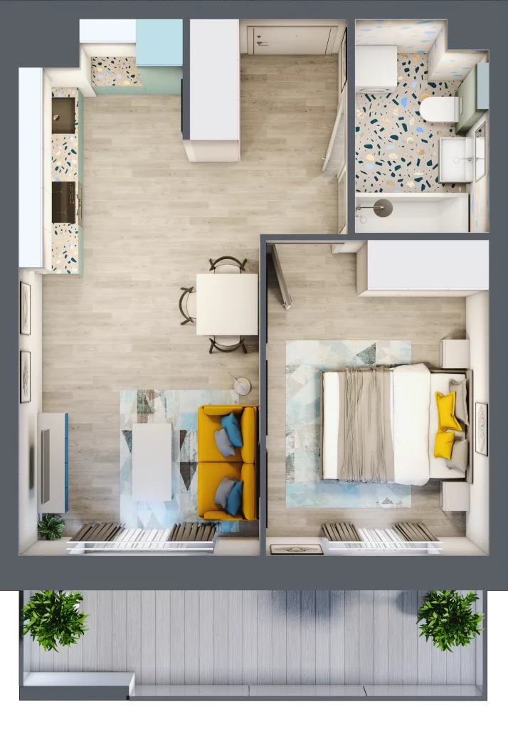 2 pokoje, apartament 35,47 m², parter, oferta nr M02, Kwietny Ogród, Lublin, Czechów Północny, Czechów Północny, ul. Edwarda Wojtasa