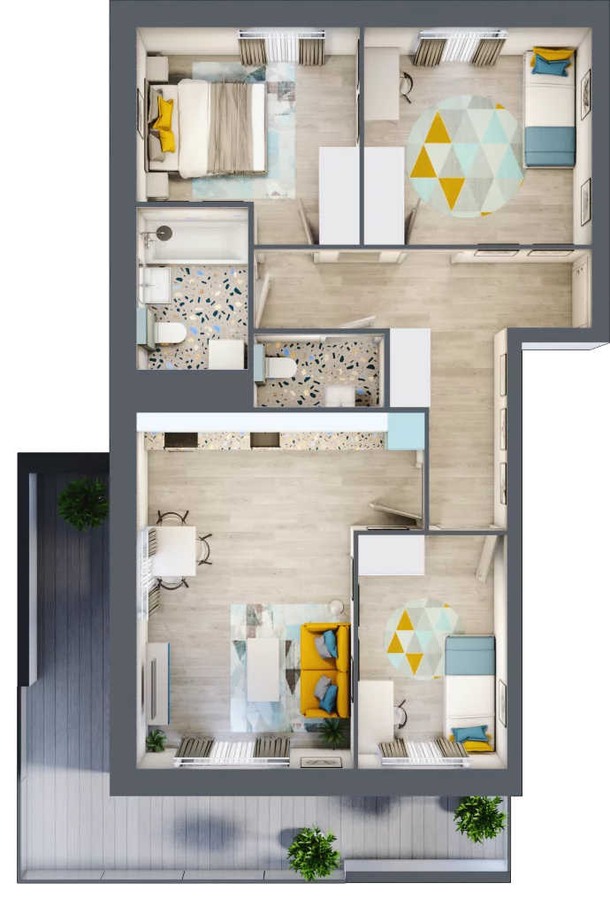 4 pokoje, apartament 67,12 m², parter, oferta nr M03, Kwietny Ogród, Lublin, Czechów Północny, Czechów Północny, ul. Edwarda Wojtasa