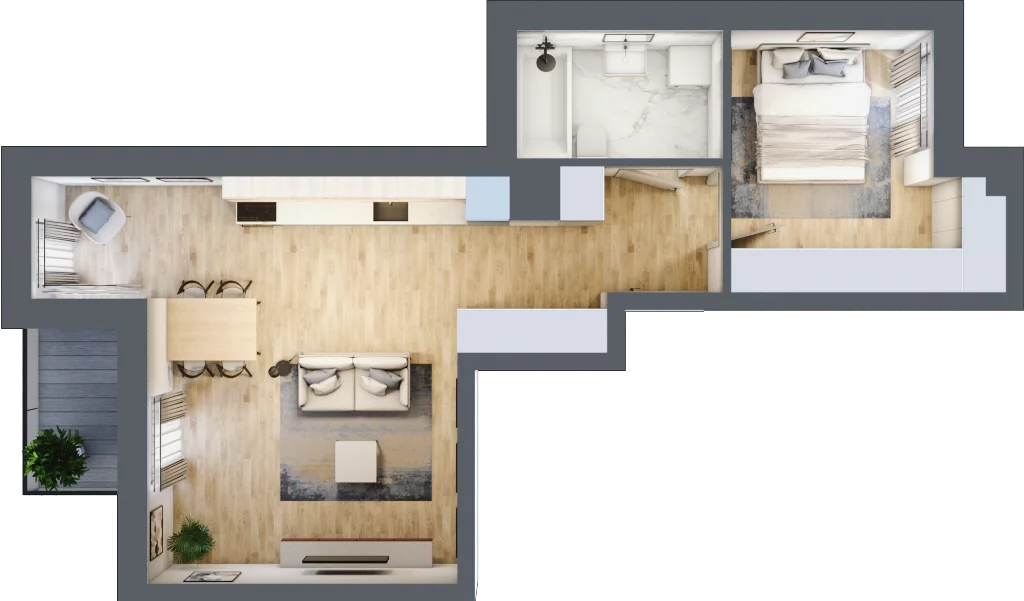 2 pokoje, mieszkanie 49,65 m², piętro 1, oferta nr 6, Stacja Olszynka, Warszawa, Praga Południe, Gocławek, ul. Załęże 14