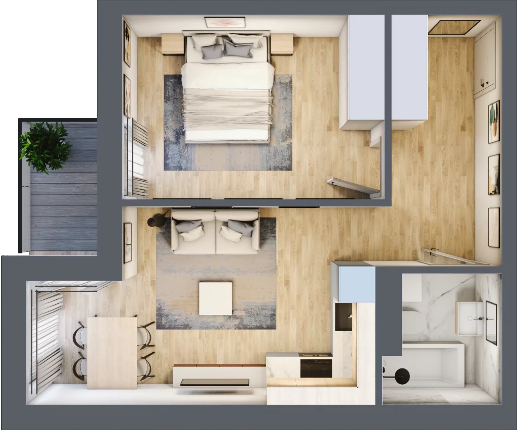 2 pokoje, mieszkanie 41,63 m², piętro 3, oferta nr 17, Stacja Olszynka, Warszawa, Praga Południe, Gocławek, ul. Załęże 14