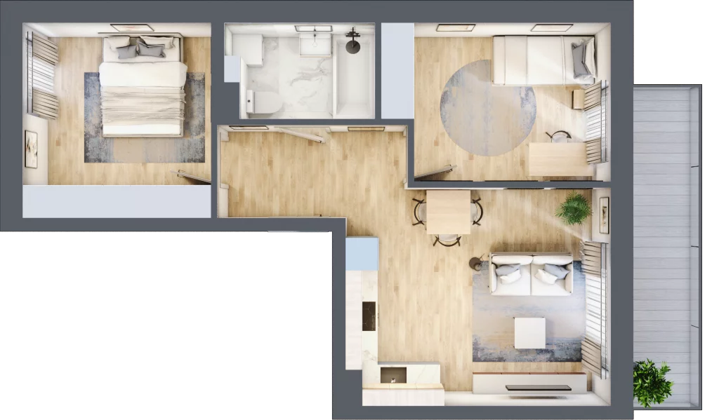 3 pokoje, mieszkanie 52,26 m², piętro 1, oferta nr 1, Stacja Olszynka, Warszawa, Praga Południe, Gocławek, ul. Załęże 14