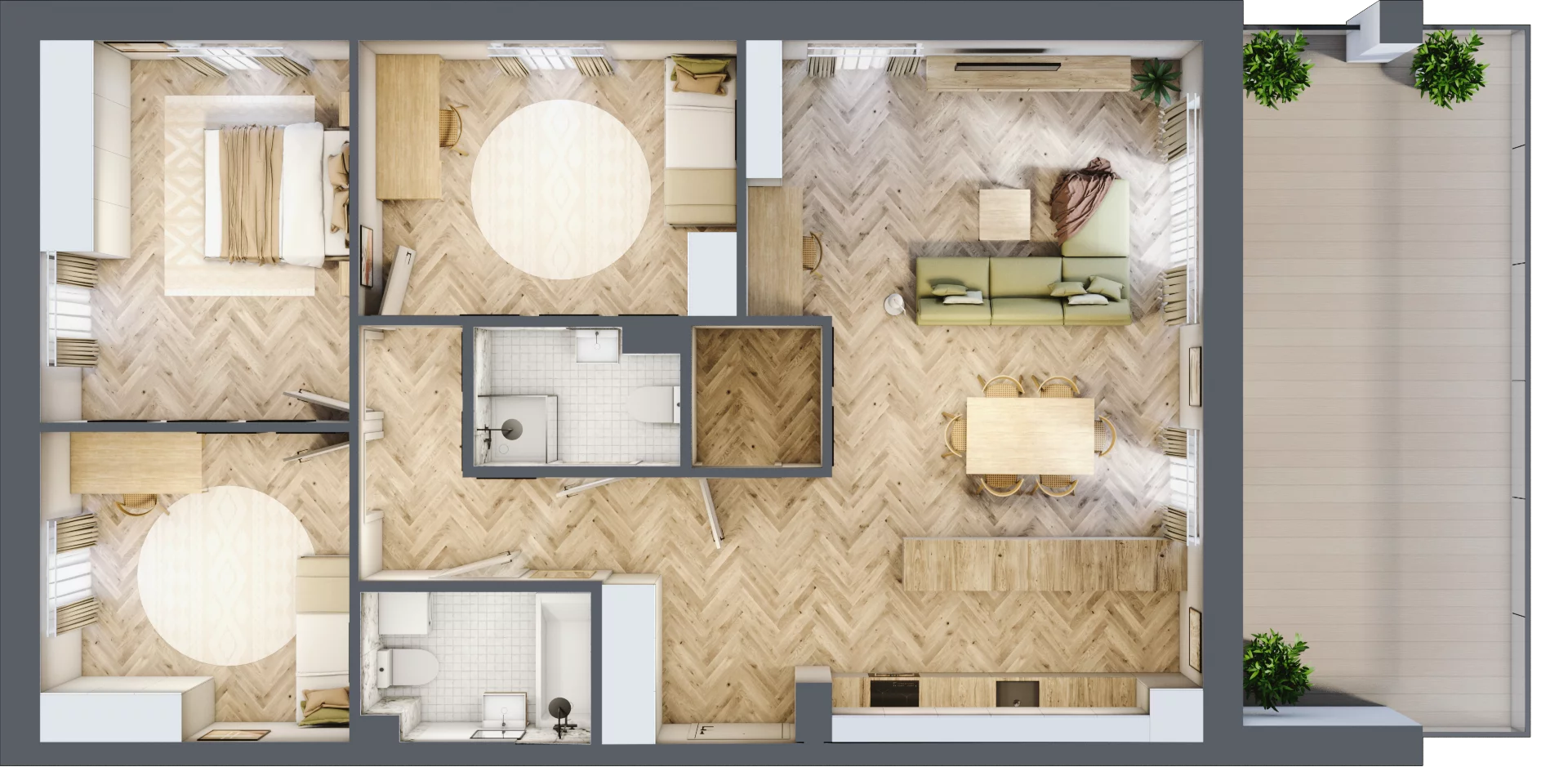 4 pokoje, mieszkanie 99,67 m², piętro 3, oferta nr B1.25, Fokus Bielany, Bielany Wrocławskie, ul. Kolejowa 5
