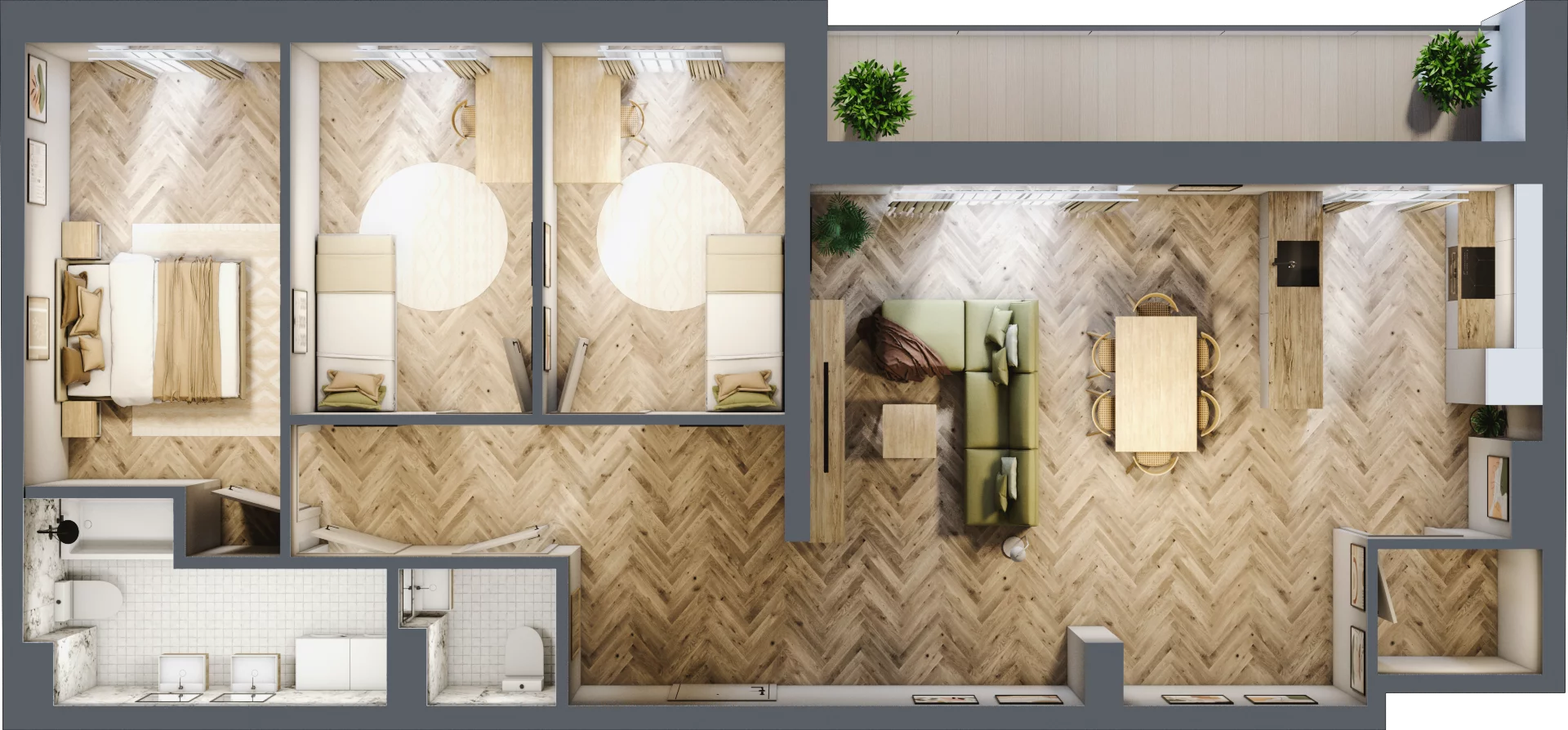 4 pokoje, mieszkanie 95,57 m², piętro 2, oferta nr B1.18, Fokus Bielany, Bielany Wrocławskie, ul. Kolejowa 5