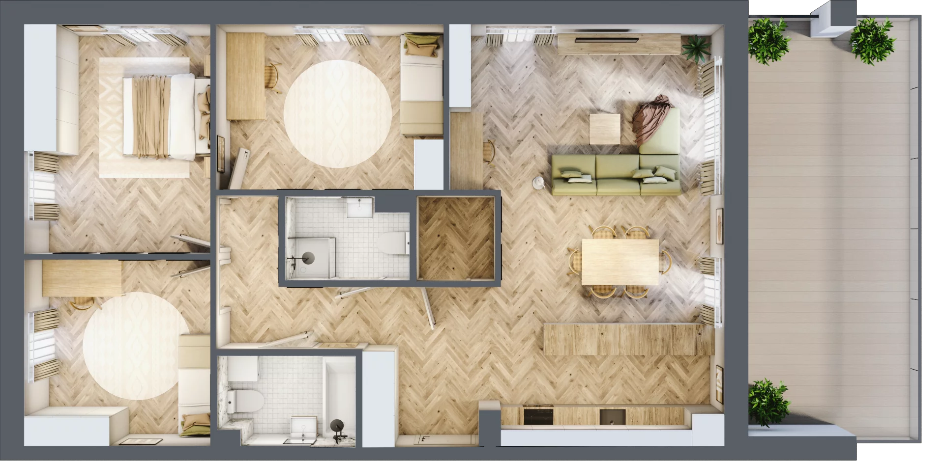 4 pokoje, mieszkanie 99,67 m², piętro 1, oferta nr B1.13, Fokus Bielany, Bielany Wrocławskie, ul. Kolejowa 5