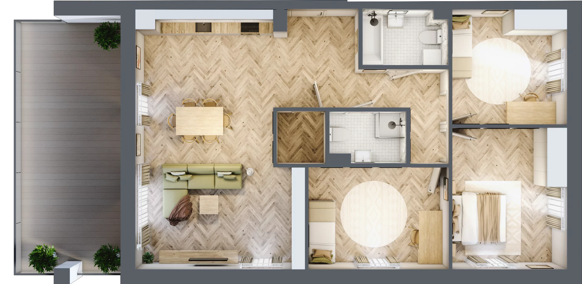 4 pokoje, mieszkanie 99,67 m², piętro 3, oferta nr B2.22, Fokus Bielany, Bielany Wrocławskie, ul. Kolejowa 5