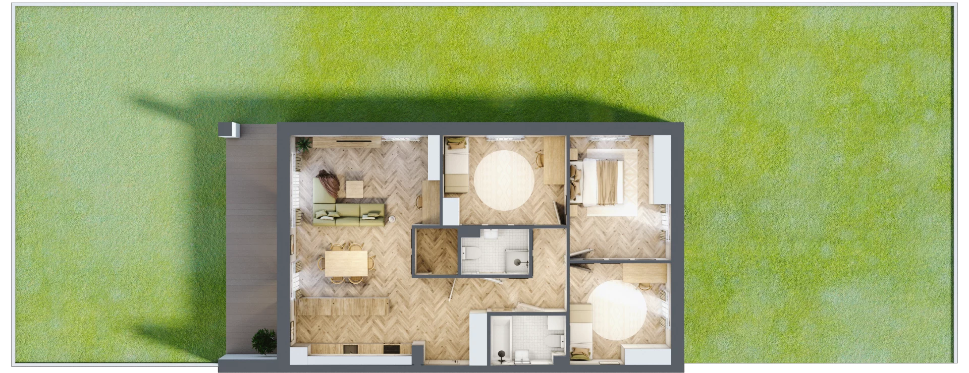 4 pokoje, mieszkanie 99,67 m², parter, oferta nr B2.1, Fokus Bielany, Bielany Wrocławskie, ul. Kolejowa 5