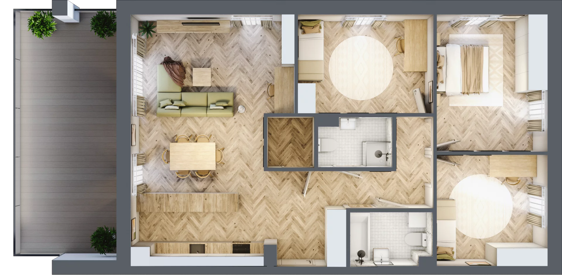 4 pokoje, mieszkanie 99,67 m², piętro 2, oferta nr B2.13, Fokus Bielany, Bielany Wrocławskie, ul. Kolejowa 5