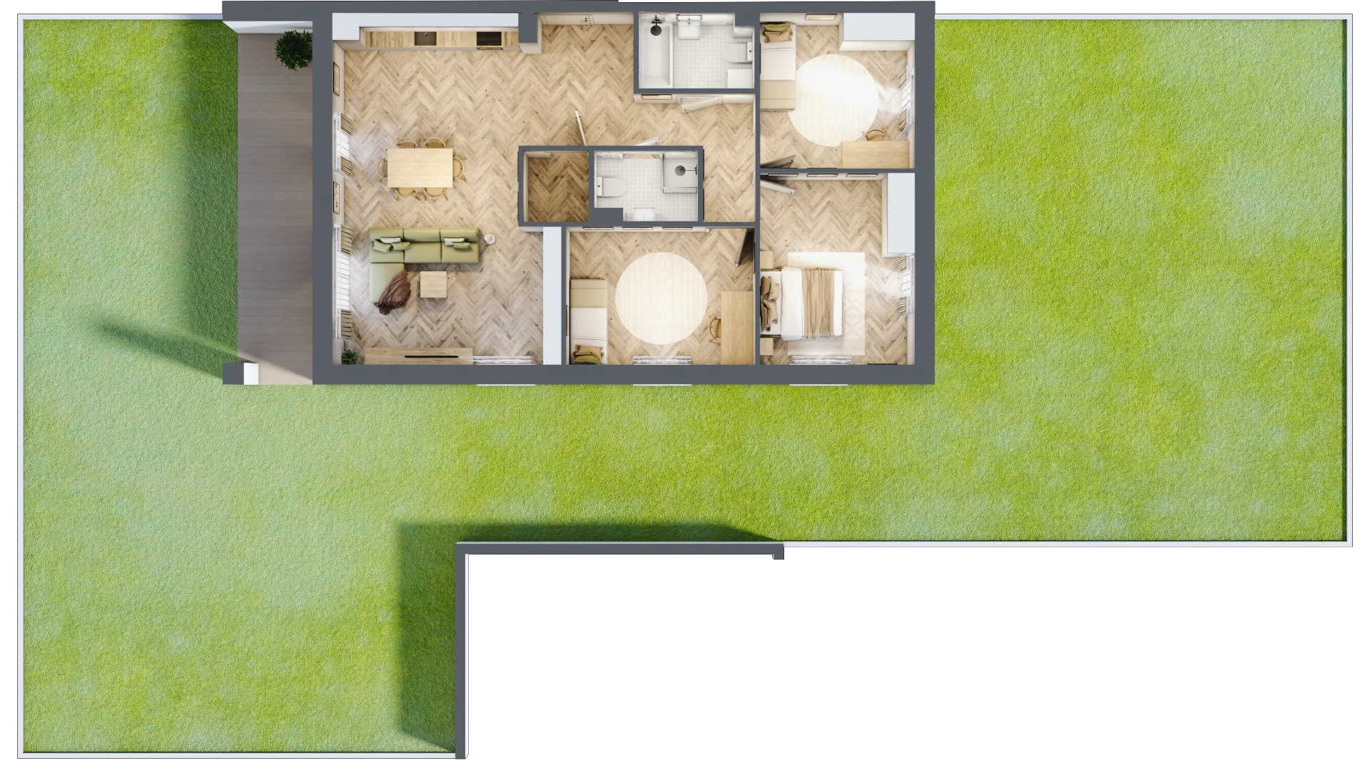 4 pokoje, mieszkanie 99,67 m², parter, oferta nr B2.4, Fokus Bielany, Bielany Wrocławskie, ul. Kolejowa 5