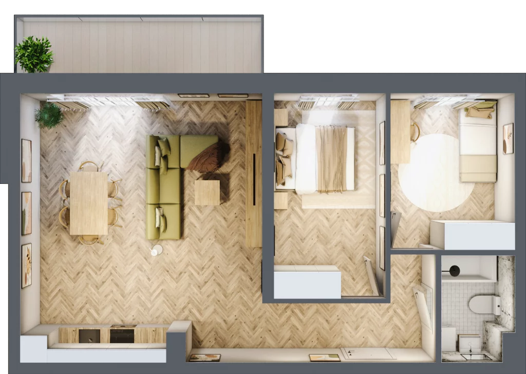 3 pokoje, mieszkanie 63,88 m², piętro 3, oferta nr B2.23, Fokus Bielany, Bielany Wrocławskie, ul. Kolejowa 5