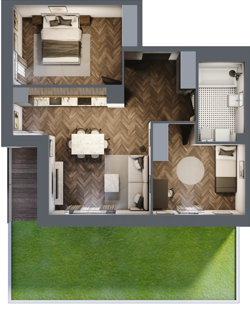 3 pokoje, mieszkanie 59,16 m², parter, oferta nr B1.M5, Sosnovia, Sosnowiec, Dańdówka, ul. Mariana Maliny/Grzybowa