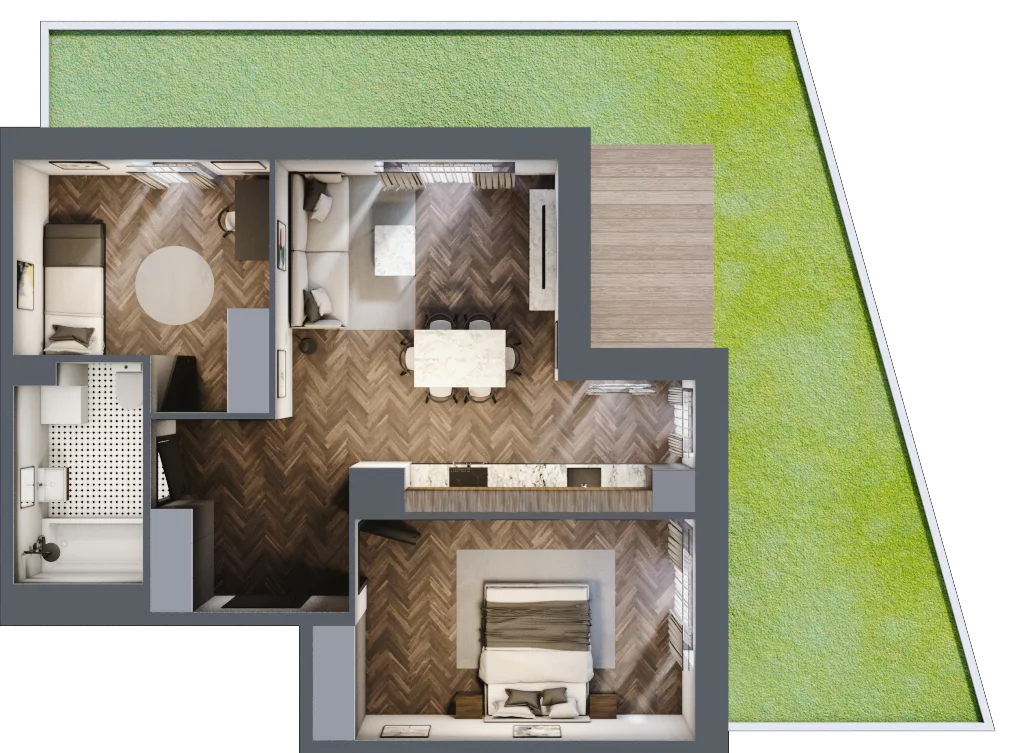 3 pokoje, mieszkanie 61,88 m², parter, oferta nr B1.M2, Sosnovia, Sosnowiec, Dańdówka, ul. Mariana Maliny/Grzybowa