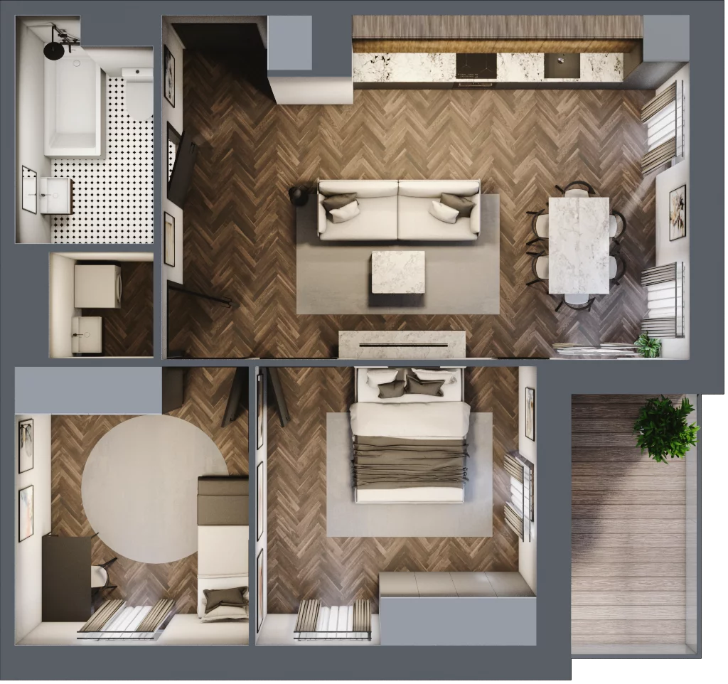 3 pokoje, mieszkanie 61,07 m², piętro 2, oferta nr B1.M17, Sosnovia, Sosnowiec, Dańdówka, ul. Mariana Maliny/Grzybowa