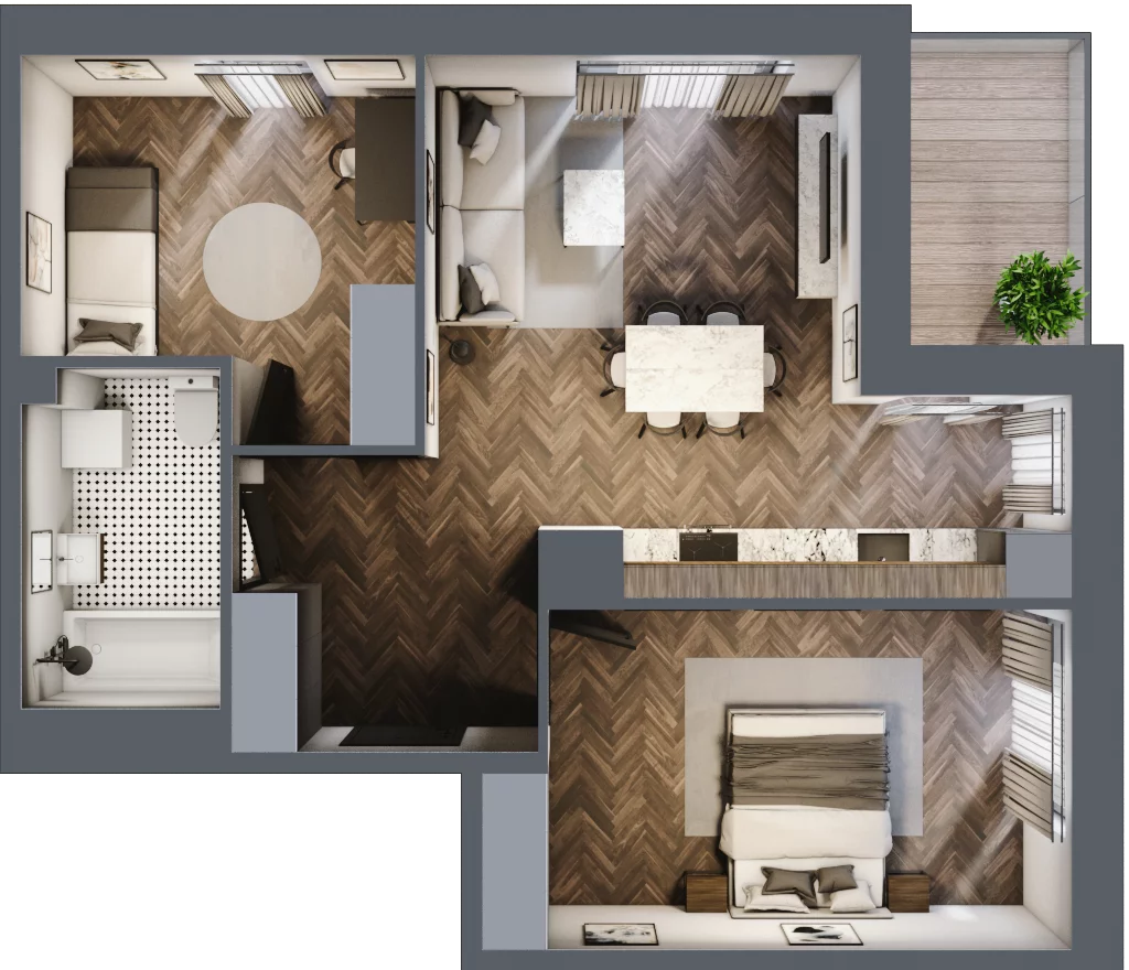 3 pokoje, mieszkanie 61,98 m², piętro 1, oferta nr B1.M10, Sosnovia, Sosnowiec, Dańdówka, ul. Mariana Maliny/Grzybowa