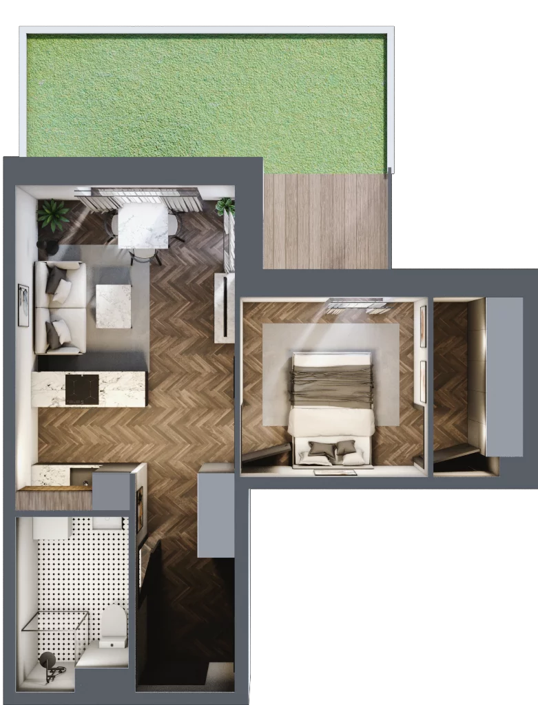2 pokoje, mieszkanie 40,61 m², parter, oferta nr B1.M7, Sosnovia, Sosnowiec, Dańdówka, ul. Mariana Maliny/Grzybowa