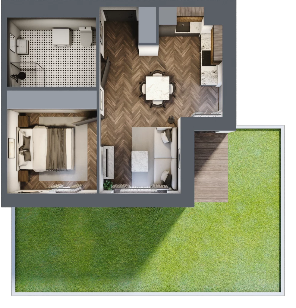 2 pokoje, mieszkanie 39,85 m², parter, oferta nr B1.M4, Sosnovia, Sosnowiec, Dańdówka, ul. Mariana Maliny/Grzybowa