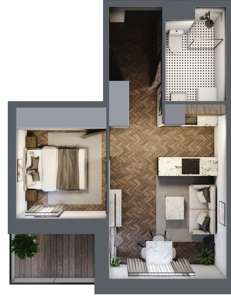 2 pokoje, mieszkanie 36,72 m², piętro 3, oferta nr B1.M24, Sosnovia, Sosnowiec, Dańdówka, ul. Mariana Maliny/Grzybowa