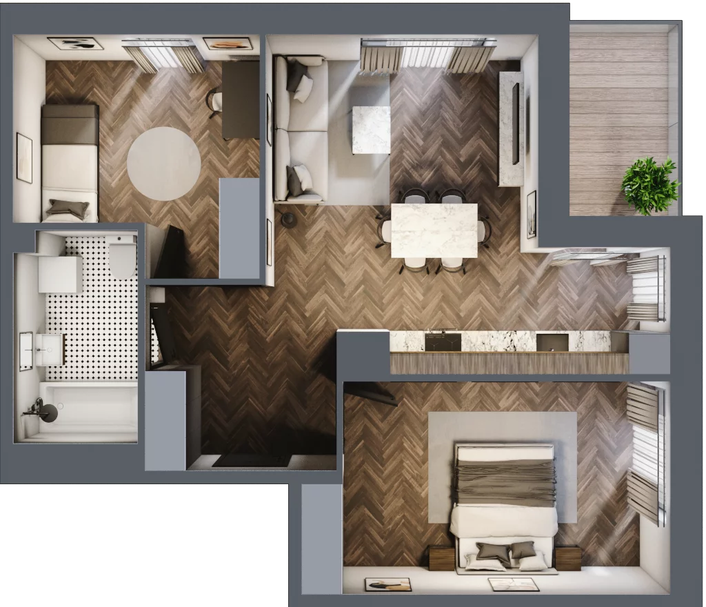 3 pokoje, mieszkanie 61,99 m², piętro 4, oferta nr B1.M34, Sosnovia, Sosnowiec, Dańdówka, ul. Mariana Maliny/Grzybowa