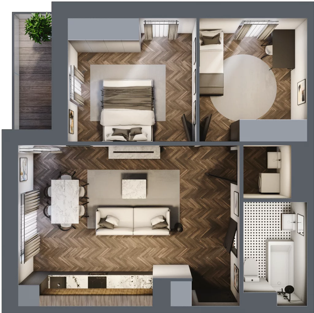 3 pokoje, mieszkanie 58,57 m², piętro 3, oferta nr B1.M30, Sosnovia, Sosnowiec, Dańdówka, ul. Mariana Maliny/Grzybowa