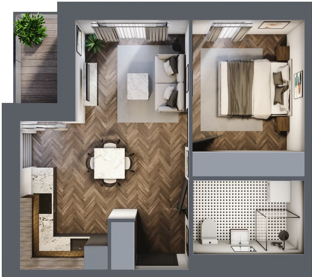 2 pokoje, mieszkanie 40,46 m², piętro 1, oferta nr B1.M11, Sosnovia, Sosnowiec, Dańdówka, ul. Mariana Maliny/Grzybowa