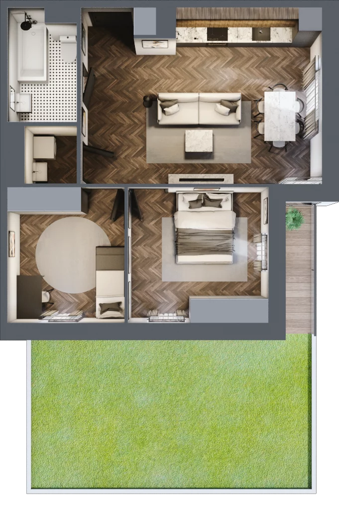 3 pokoje, mieszkanie 58,62 m², parter, oferta nr B2.M5, Sosnovia, Sosnowiec, Dańdówka, ul. Mariana Maliny/Grzybowa