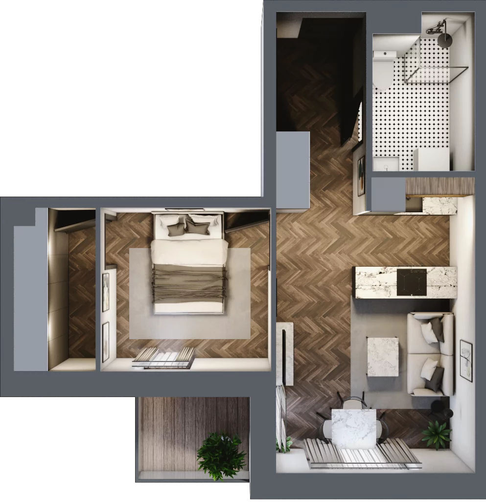 2 pokoje, mieszkanie 40,60 m², piętro 2, oferta nr B2.M21, Sosnovia, Sosnowiec, Dańdówka, ul. Mariana Maliny/Grzybowa