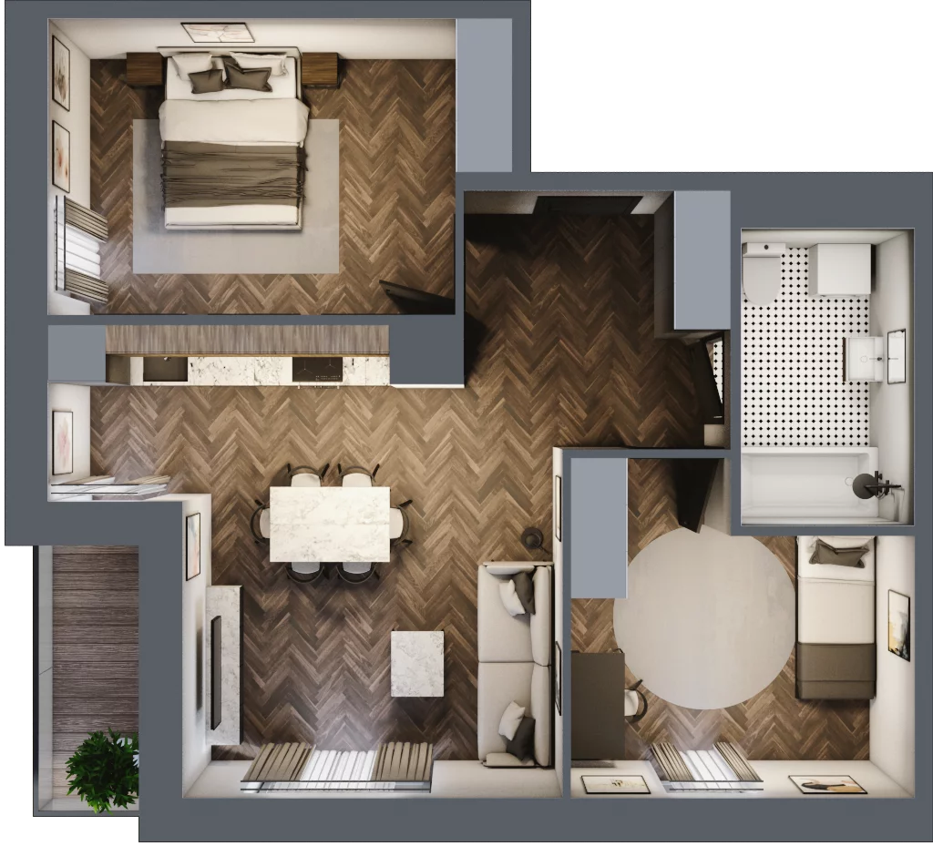3 pokoje, mieszkanie 59,19 m², piętro 1, oferta nr B2.M9, Sosnovia, Sosnowiec, Dańdówka, ul. Mariana Maliny/Grzybowa